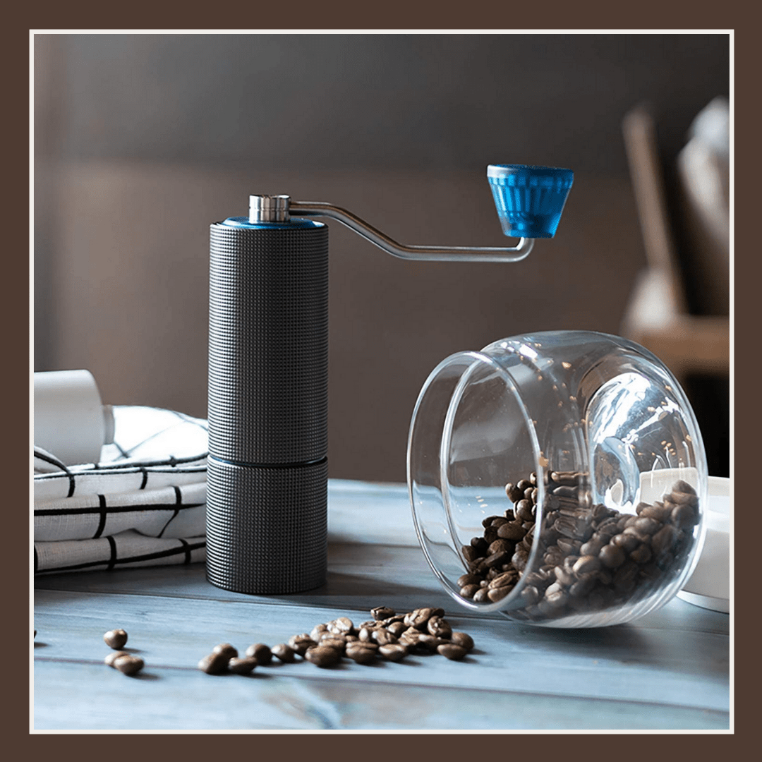 Timemore_chestnut_Chestnut_Grinder_in_sunlight_&_coffee_beans