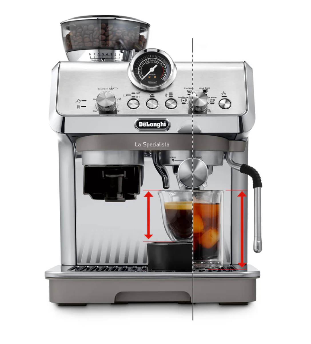 Latte art steam wand on DeLonghi Arte Evo EC9255.M espresso machine